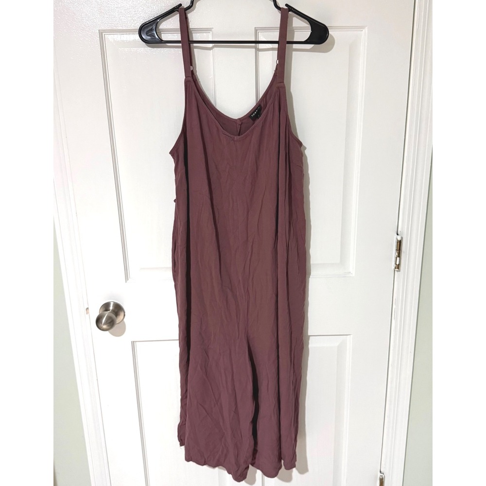Torrid Women 2 Mauve Plum Wide Leg Sleeveless Jumpsuit Adjustable Straps Pockets
